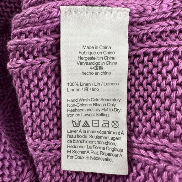 J. Crew Puff Sleeve Linen Sweater Womens Medium Purple Ribbed NWT FS-1369 - Picture 9 of 10